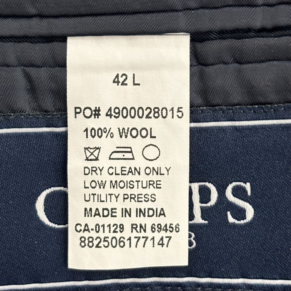 Chaps 100% Wool Gold Button Blazer Mens 42L Navy Blue Single Breast Preppy Yacht - Picture 7 of 16